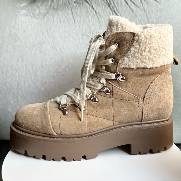 🌸STEVE MADDEN 🌸 Reyen Platform Boot In Oatmeal Suede Size: 10 - Picture 4 of 10